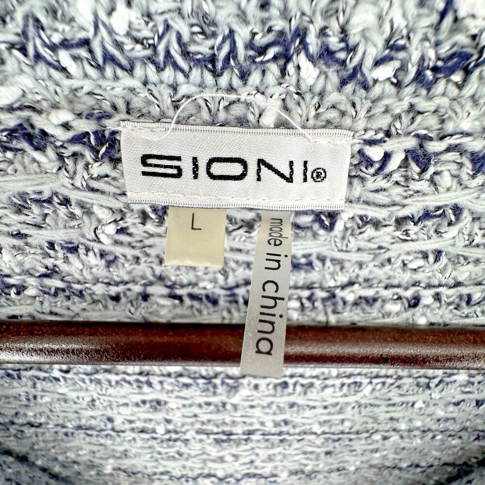 SIONI Cardigan Sweater Women's L Jacket Tweed Gray Fringe Open Front - Picture 3 of 8